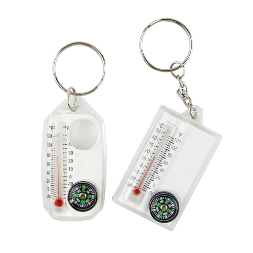 Ranuw Schlüsselanhänger Multifunktionale Camping Kompasse Thermometer Outdoor Klettern Temperatur Tester Helping Survival Gerät Temperaturmessgerät von Ranuw