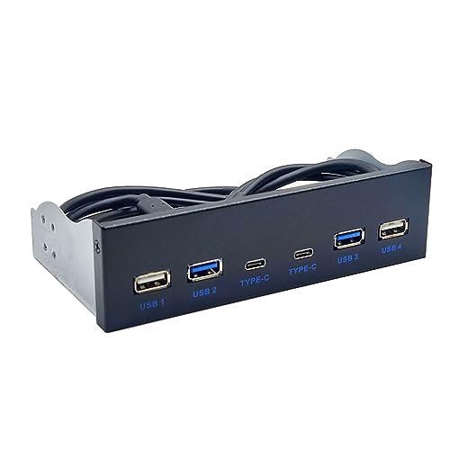 USB 3.0 Frontpanel für Desktop 5,25 Zoll CD-ROM Laufwerksschacht USB 3.0/3.2 19Pin USB 2.0 9Pin auf 2x USB Typ C + 2x USB 3.0 + 2x2.0 USB 3.0/3.2 19Pin von Ranuw