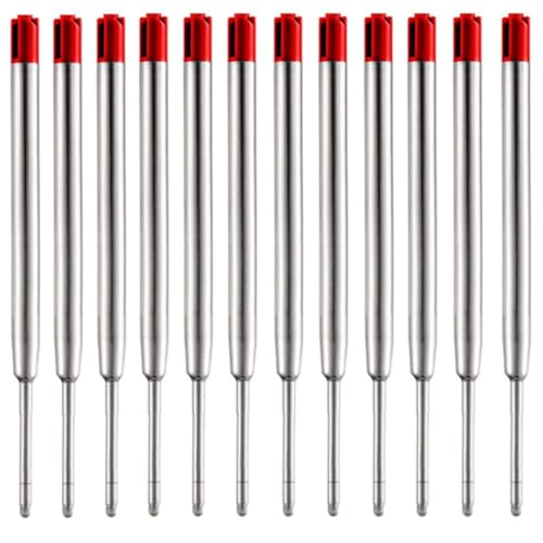 Ranvi 12 x Metall-Kugelschreiberminen, 1,0 mm (rot) von Ranvi