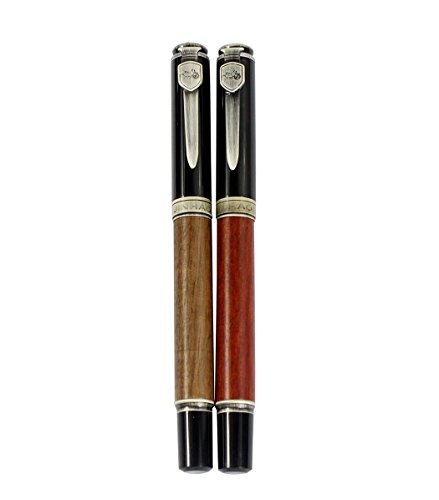 Ranvi Jinhao 8802 Schwertholz Kugelschreiber, F Metallfeder und Tintenkonverter, 2 Stück, 2 Farben (rotes Schwertholz und braunes Schwertholz), Geschenkbox von Ranvi