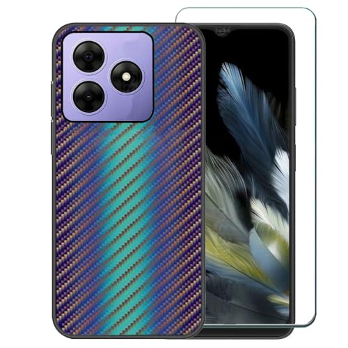 Ranyi BlackView Wave 8/8C Hülle mit Displayschutzfolie, BlackView Wave 8 Hülle, buntes Farbverlauf, Wellenmuster, ultradünn, flexibel, Silikon-Ruuber-Schutzhülle für BlackView Wave 8/8C, Blau von Ranyi