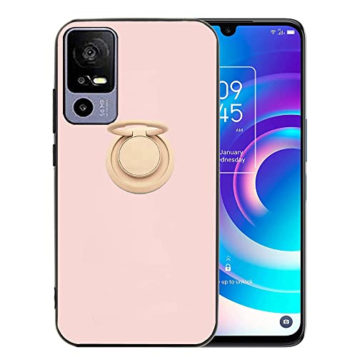 Ranyi Für TCL 40XL Hülle, TCL 40 XL Handyhülle, Slim Flexible Pure Solid TPU Hülle mit 360 Grad drehbarem Ringhalter Kickstand Schutz Gummihülle Cover für TCL 40XL / TCL 40 XL 6,7 Zoll 2023 - Rosa von Ranyi