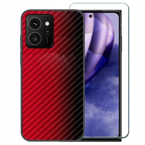 Ranyi HMD Skyline-Schutzhülle für HMD Skyline 5G TA-1600 16,6 cm (6,5 Zoll), buntes Farbverlauf, Wellenmuster, dünn, flexibel, Silikon, mit Displayschutzfolie, Rot von Ranyi