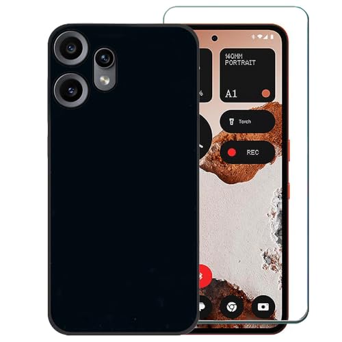 Ranyi Schutzhülle für CMF Phone 2 Pro 5G (2025 17,2 cm (6,8 Zoll), mit Displayschutzfolie, schwarz, schlank, dünn, flexibel, TPU mit verstärkten Ecken, stoßdämpfende Silikon-Gummi-Schutzhülle für von Ranyi