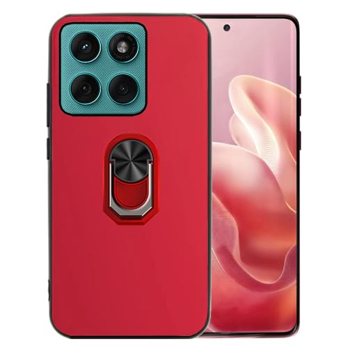 Ranyi Schutzhülle für Motorola Edge 60 Fusion, Moto Edge 60 Fusion, Standfunktion, schmal, dünnes TPU mit 360° drehbarem Ringhalter, stoßdämpfende Silikon-Gummi-Schutzhülle, Rot von Ranyi
