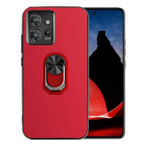 Ranyi Schutzhülle für Motorola ThinkPhone, ultradünn, TPU, mit 360° drehbarem Ringhalter, Ständer, flexibler Schutz, Silikon-Gummi, Rot von Ranyi