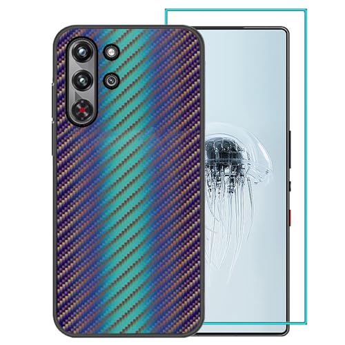 Ranyi Schutzhülle für Nubia Red Magic 10 Pro mit Displayschutzfolie, Red Magic 10 Pro+ Hülle, buntes Farbverlauf, Wellenmuster, ultradünn, flexibel, Silikonhülle für RedMagic 10 Pro / 10 Pro+, Blau von Ranyi