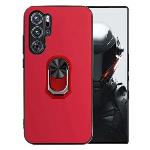 Ranyi Schutzhülle für Nubia RedMagic 9 Pro, Nubia RedMagic 9 Pro+, ultradünne TPU-Hülle mit 360° drehbarem Ringhalter, Ständer, flexible Silikonhülle für ZTE Nubia Red Magic 9 Pro/Pro+, Rot von Ranyi