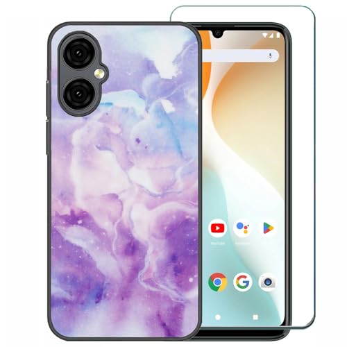 Ranyi Schutzhülle für Pinwheel Genesis 3 (2025 17,3 cm (6,8 Zoll), mit Displayschutzfolie, Himmelsmarmor-Muster, dünn, flexibel, TPU, stoßdämpfend, Silikon-Gummi, Violett von Ranyi