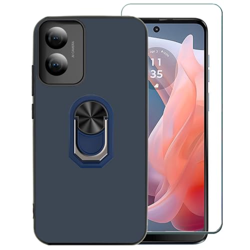 Ranyi Schutzhülle für RAZ Memory 2024 mit Displayschutzfolie, ultradünn, TPU-Hülle und um 360° drehbarer Ringhalter, Ständer, Silikon-Gummi-Schutzhülle für RAZ Memory Handy (2024 16,5 cm), Blau von Ranyi