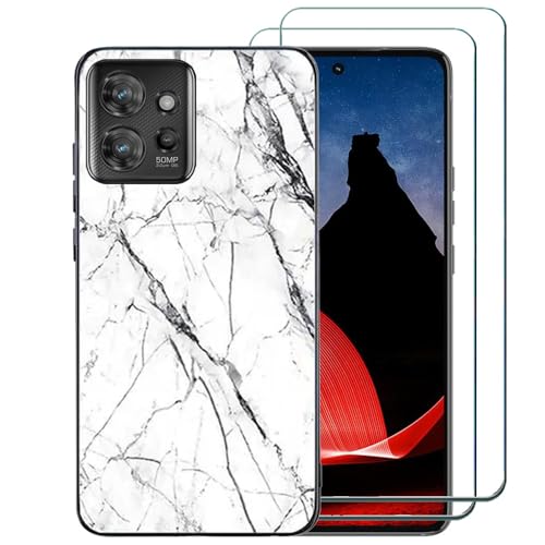Ranyi Schutzhülle für ThinkPhone mit Displayschutzfolie, Motorola Think Handyhülle, Marmor-Design, ultradünne TPU-Hülle mit Displayschutzfolie, stoßdämpfende Marmorhülle für Motorola ThinkPhone 6,6 von Ranyi