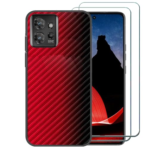 Ranyi ThinkPhone Schutzhülle für Motorola ThinkPhone mit Displayschutzfolie, buntes Farbverlauf, Wellenmuster, dünn, flexibel, Silikon-Gummi-Schutzhülle für Motorola ThinkPhone, Rot von Ranyi