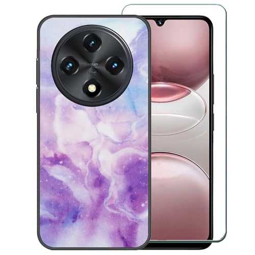 Ranyi UMIDIGI G100 /G100A Handyhülle mit Displayschutzfolie, Himmelsmarmor-Muster, ultradünn, flexibel, Silikon-Gummi-Schutzhülle für UMIDIGI G100 5G /G100A (2025 17,5 cm (6,9 Zoll), Lila von Ranyi
