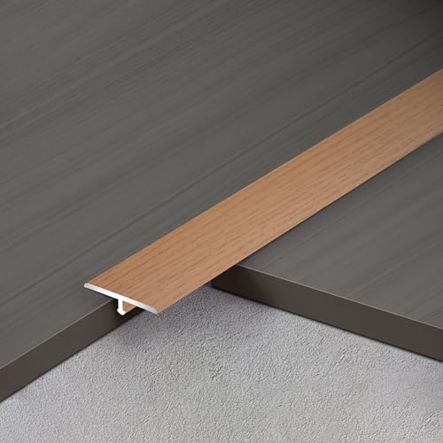Raouoae 90 cm X 2 Türleisten Übergangsprofil T-Profil Holzmaserung Aus Aluminiumlegierung Bodenleiste Übergangsleiste Für Holz/Laminat/Vinyl-Boden(Teakholzfarbe,Breite: 2.5 cm) von Raouoae