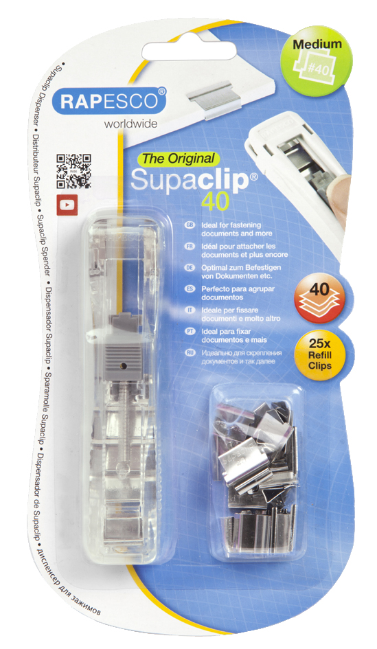 RAPESCO Dokumentenclip-Spender Supaclip 40, transparent von Rapesco