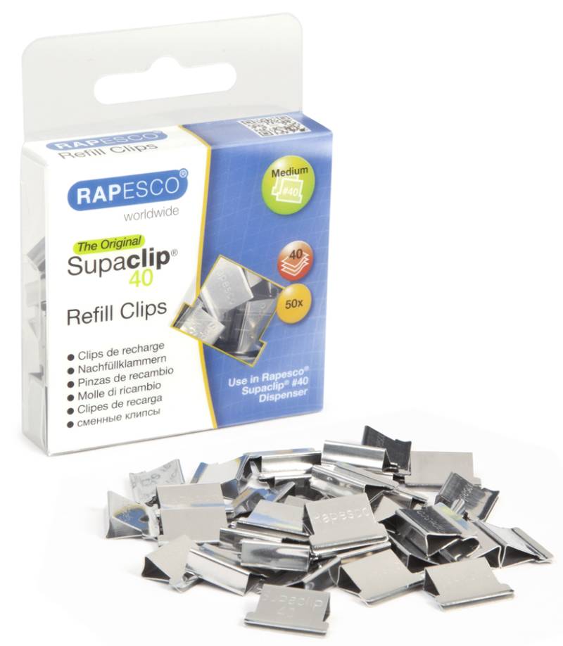 RAPESCO Dokumentenclips Supaclip 40, Edelstahl, 50 Stück von Rapesco