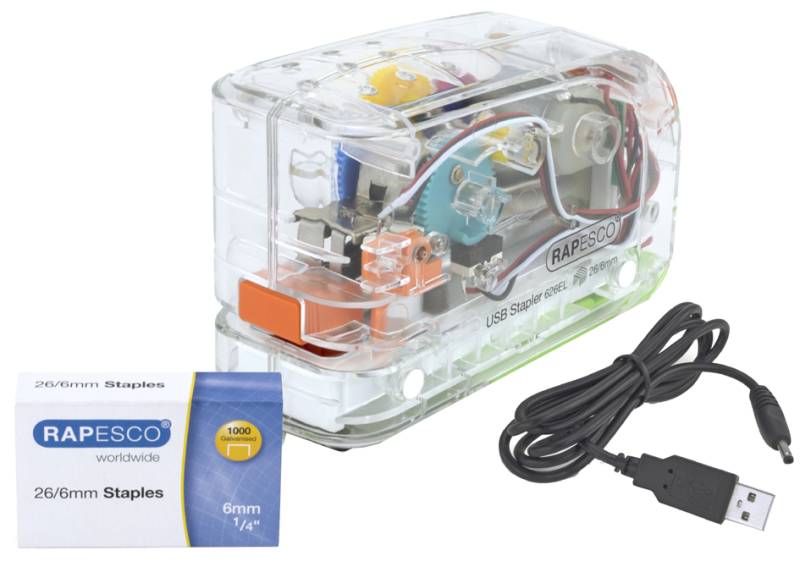 RAPESCO Elektrisches Heftgerät 626EL, transparent von Rapesco