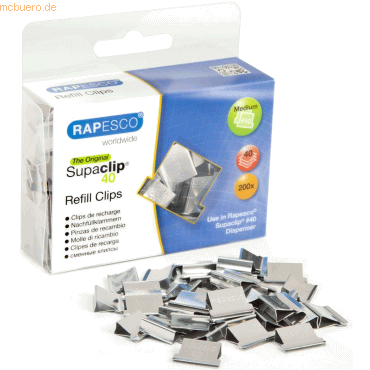 Rapesco Dokumentenclips Supaclip 40 Edelstahl VE=200 Stück Rapesco Dokumentenclips Supaclip 40 Edelstahl VE=200 Stück von Rapesco