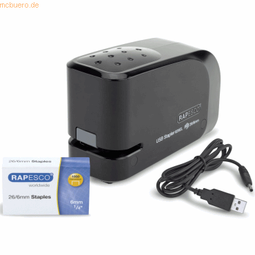 Rapesco Elektroheftgerät 626EL USB/Batterie schwarz von Rapesco