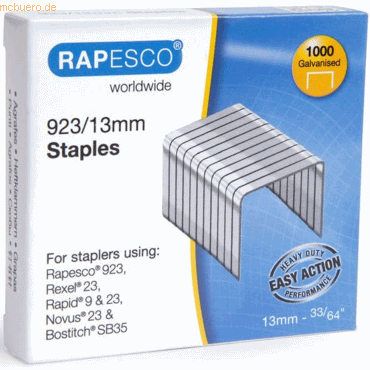 Rapesco Heftklammern 923/13mm verzinkt VE=1.000 Stück Rapesco Heftklammern 923/13mm verzinkt VE=1.000 Stück von Rapesco