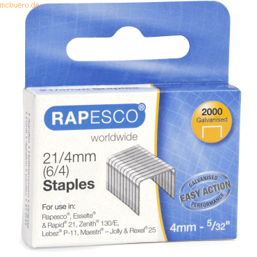 Rapesco Heftklammern Typ 21/4mm verzinkt VE=2000 Stück Rapesco Heftklammern Typ 21/4mm verzinkt VE=2000 Stück von Rapesco