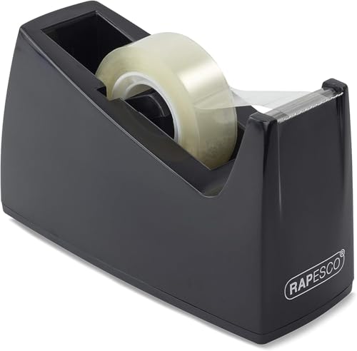 Rapesco RPTD30BK 300 Klebebandspender mit 25 mm Kern, Klebeband Nicht Enthalten, Schwarz von Rapesco