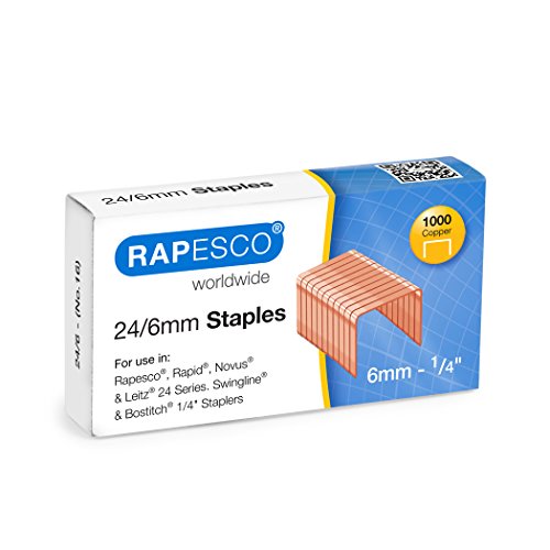 Rapesco S24600Z3 24/6mm (No.16) Verkupferte Klammern, 1000 Stück von Rapesco