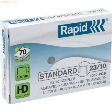 Rapid Heftklammern 23/10 verzinkt VE=1000 Stück Rapid Heftklammern 23/10 verzinkt VE=1000 Stück von Rapid