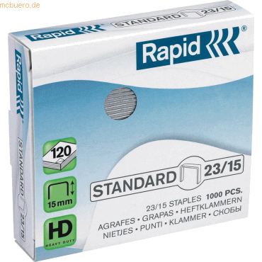 10 x Rapid Heftklammern 23/15 Standard VE=1000 Stück 10 x Rapid Heftklammern 23/15 Standard VE=1000 Stück von Rapid