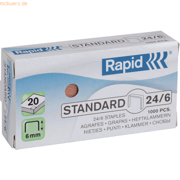 20 x Rapid Heftklammern 26/6 verzinkt VE=1000 Stück 20 x Rapid Heftklammern 26/6 verzinkt VE=1000 Stück von Rapid