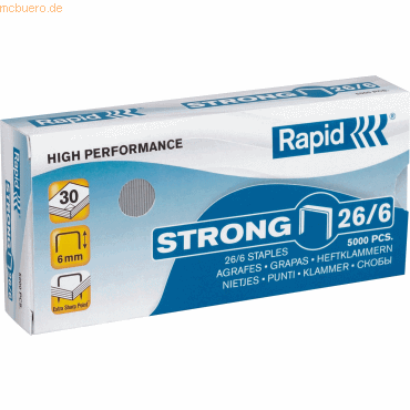 5 x Rapid Heftklammern 26/6 verzinkt Strong VE=5000 Stück 5 x Rapid Heftklammern 26/6 verzinkt Strong VE=5000 Stück von Rapid
