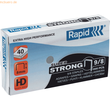 5 x Rapid Heftklammern 9/20 Super Strong verzinkt VE=1000 Stück von Rapid