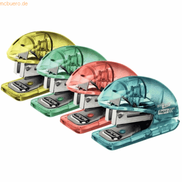 6 x Rapid Miniheftgerät Colour'Ice F4 10 Blatt Blister sortiert von Rapid