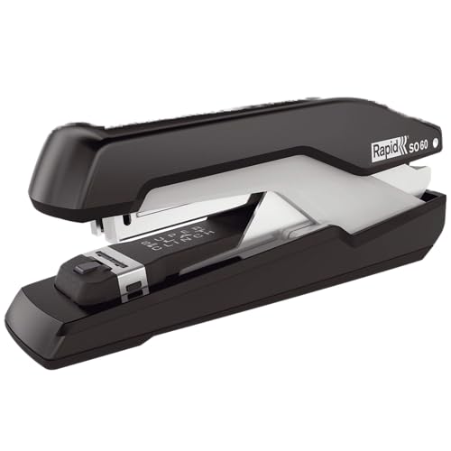 Rapid 5000552 Tacker Super Flachheftgerät (60 Blatt, Mühelos, Omnipress, Hochwertiges Ergonomisches Gehäuse, Inkl. Heftklammern, SO60) schwarz/grau von Leitz
