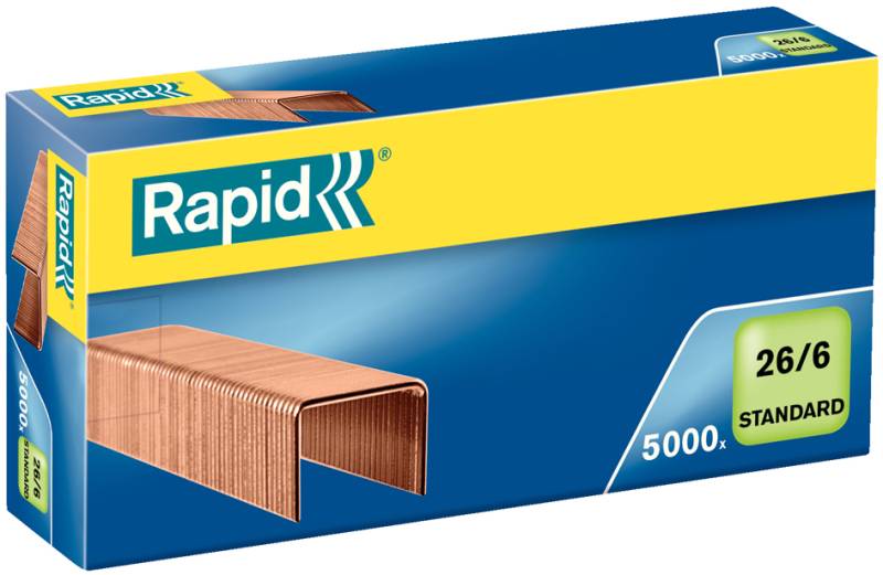 Rapid Heftklammern Standard 26/6, verkupfert von Rapid