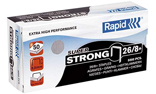 Rapid Heftklammern Super Strong 26/8+, galvanisiert, Sie erhalten 1 Packung, Packungsinhalt: 5000 Stück Rapid Heftklammern Super Strong 26/8+, galvanisiert, Sie erhalten 1 Packung, Packungsinhalt: 5000 Stück von Rapid