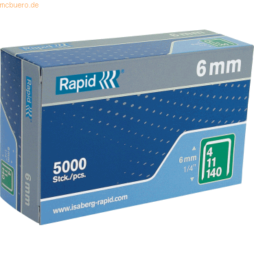 Rapid Tackerklammern Nr. 140 6mm verzinkt VE=5000 Stück Rapid Tackerklammern Nr. 140 6mm verzinkt VE=5000 Stück von Rapid