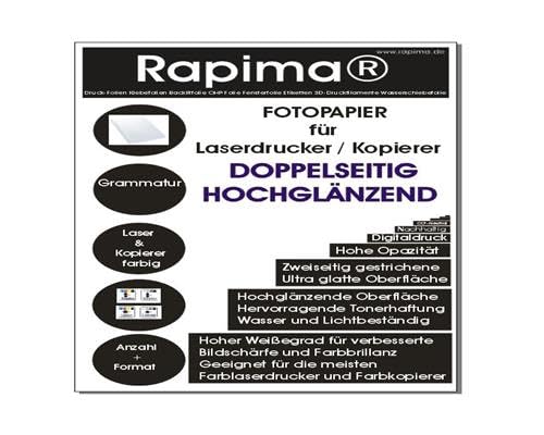 100x A4 350gsm Ultra glattes hochglänzendes Laser Kopierer Fotopapier von Rapima