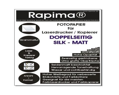 BIGPACK Beidseitig 500 Blatt A4 200g /m² matt seidenglänzendes Fotopapier Fotokarton für Laserdrucker und Kopierer | 210mm x 297mm | Professional Laser-Papier | doppelseitig matt bedruckbar von Rapima