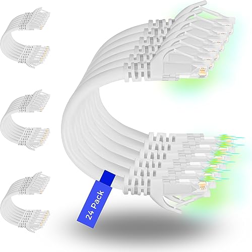 Getue Cables 0.5ft (48 Pack), Ethernet Patch Cable 10G, 6 Patch Cable for Patch Panel to Switch, Flexiable 6 Ethernet Cable with Gold Plated White von Rapink