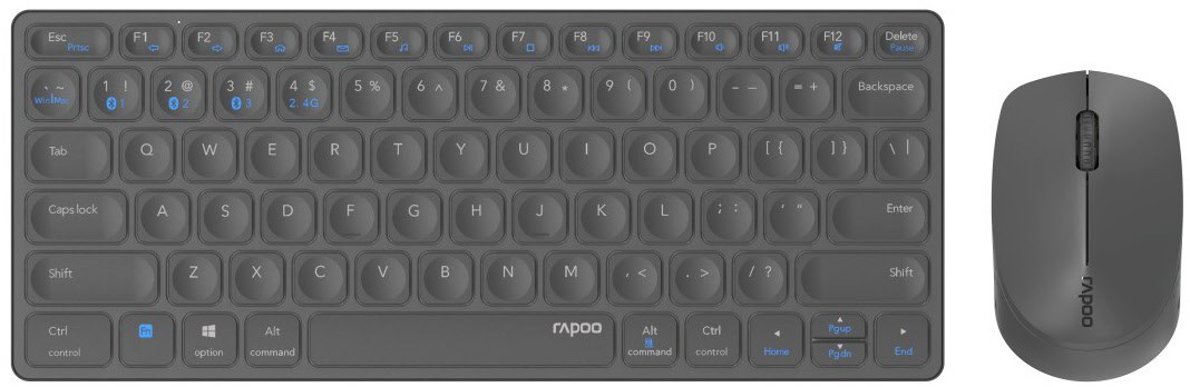 9600M Set (DE) Kabellose Tastatur-Sets dunkelgrau von Rapoo