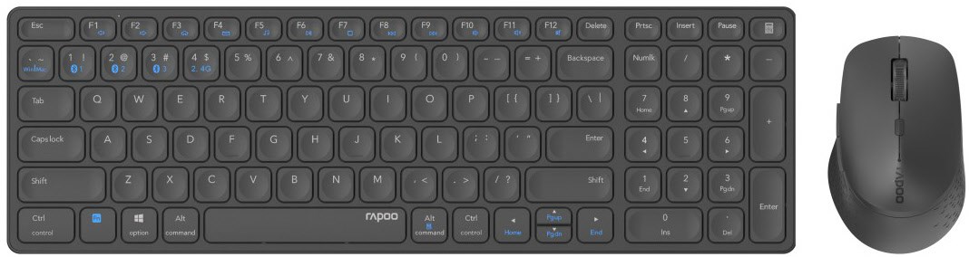 9700M Set (DE) Kabelloses Tastatur-Set dunkelgrau von Rapoo