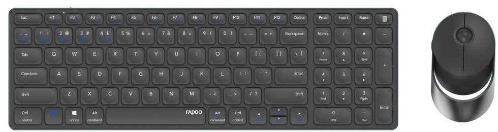 9750M (DE) Kabelloses Tastatur-Set dunkelgrau von Rapoo