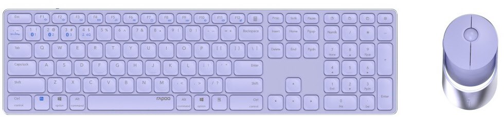 9850M (DE) Kabelloses Tastatur-Set lila von Rapoo