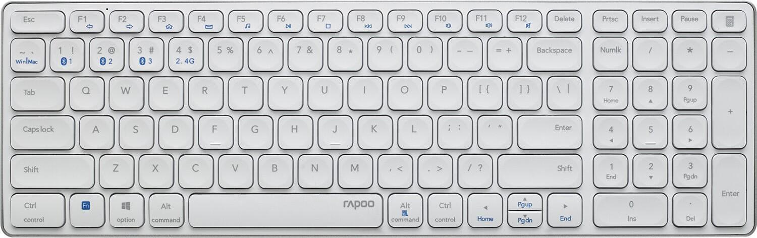 Hama E9700M Tastatur Bluetooth QWERTZ Deutsch Weiß (00217368) von Rapoo