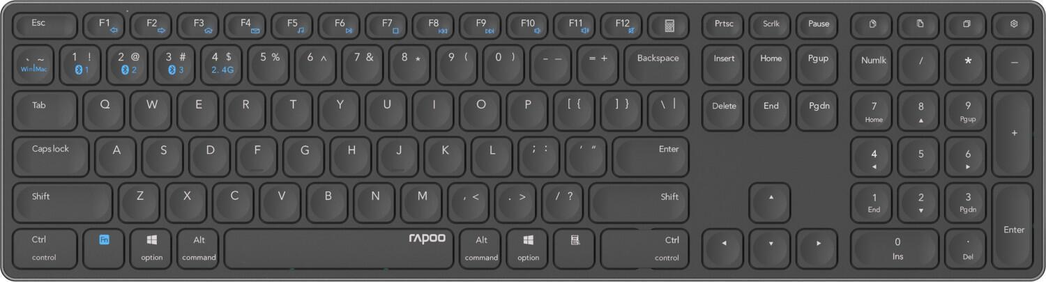 Hama E9800M Tastatur Bluetooth QWERTZ Deutsch Grau (00217371) von Rapoo