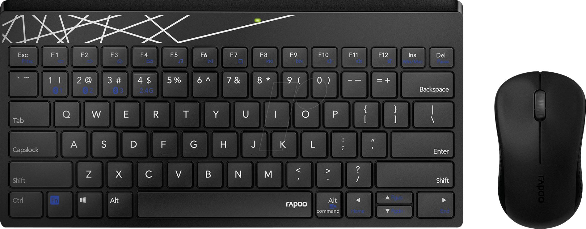 RAPOO 8000M SW - Tastatur-/Maus-Kombination, Bluetooth/Funk, schwarz, DE von Rapoo