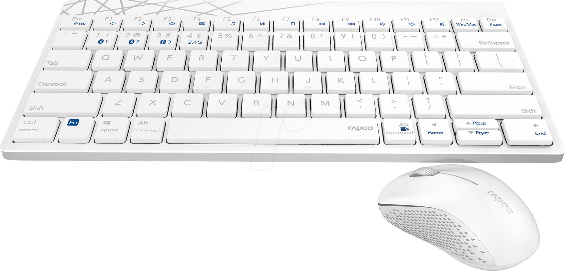 RAPOO 8000M WS - Tastatur-/Maus-Kombination, Bluetooth/Funk, weiß, DE von Rapoo