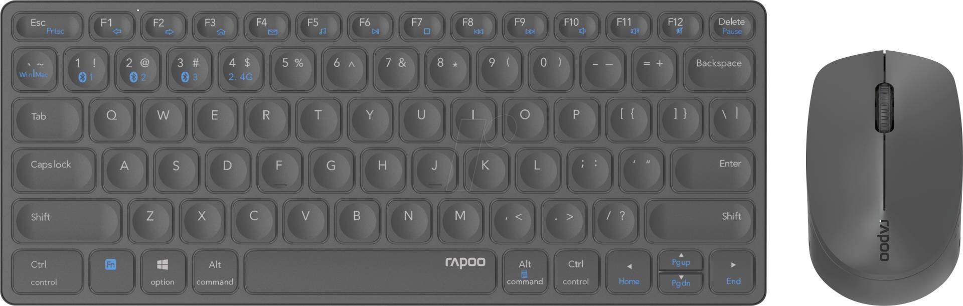 RAPOO 9600M SW - Tastatur-/Maus-Kombination, Bluetooth/Funk, dunkelgrau, DE von Rapoo