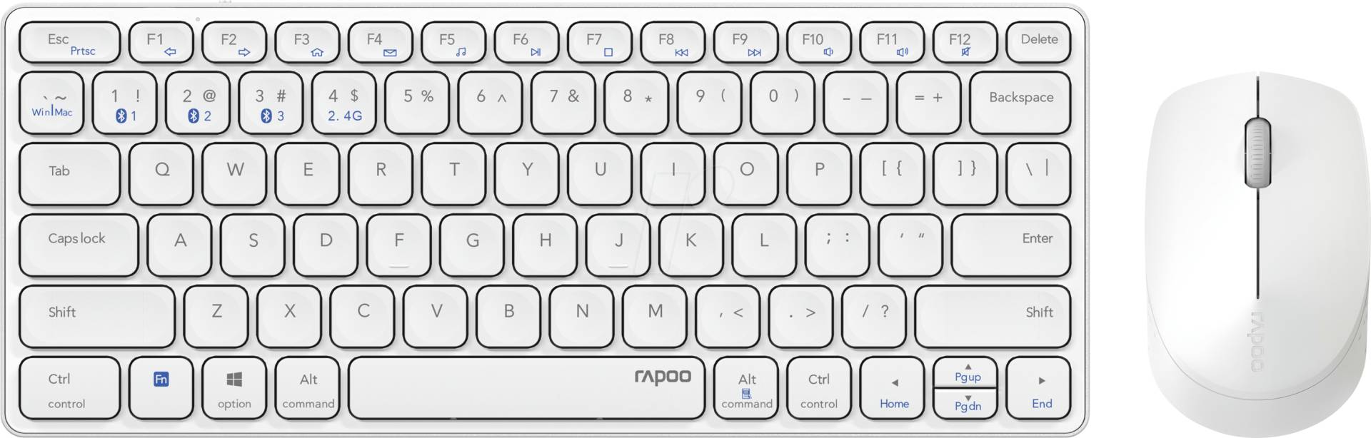 RAPOO 9600M WS - Tastatur-/Maus-Kombination, Bluetooth/Funk, weiß, DE von Rapoo